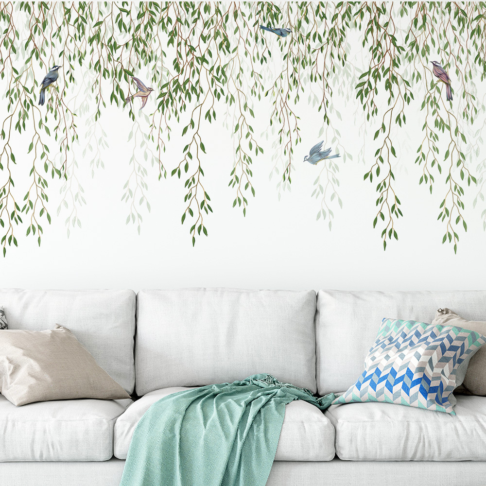 M169 feuille verte oiseau plan - Pvc Panel Background avis et prix